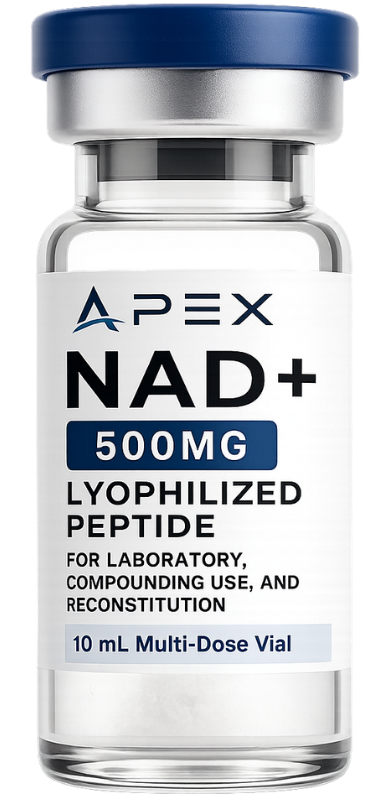 Product card transparent render for NAD+ 500MG lyophilized powder
