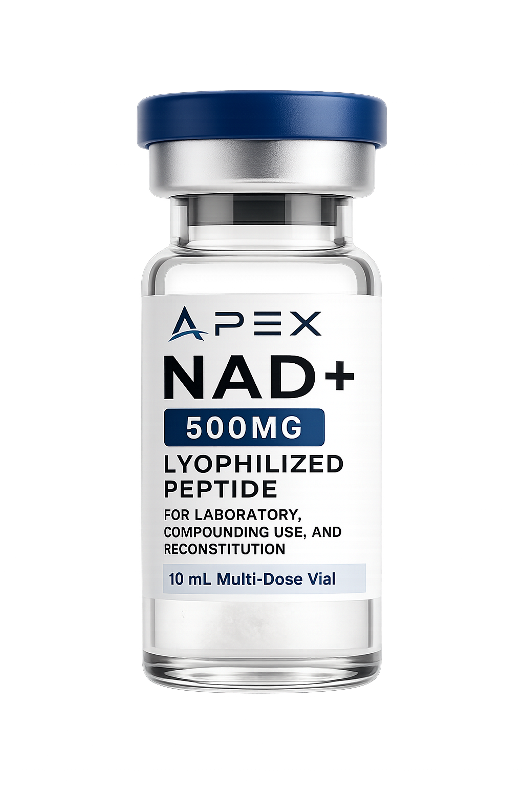 Product card transparent render for NAD+ 500MG lyophilized powder