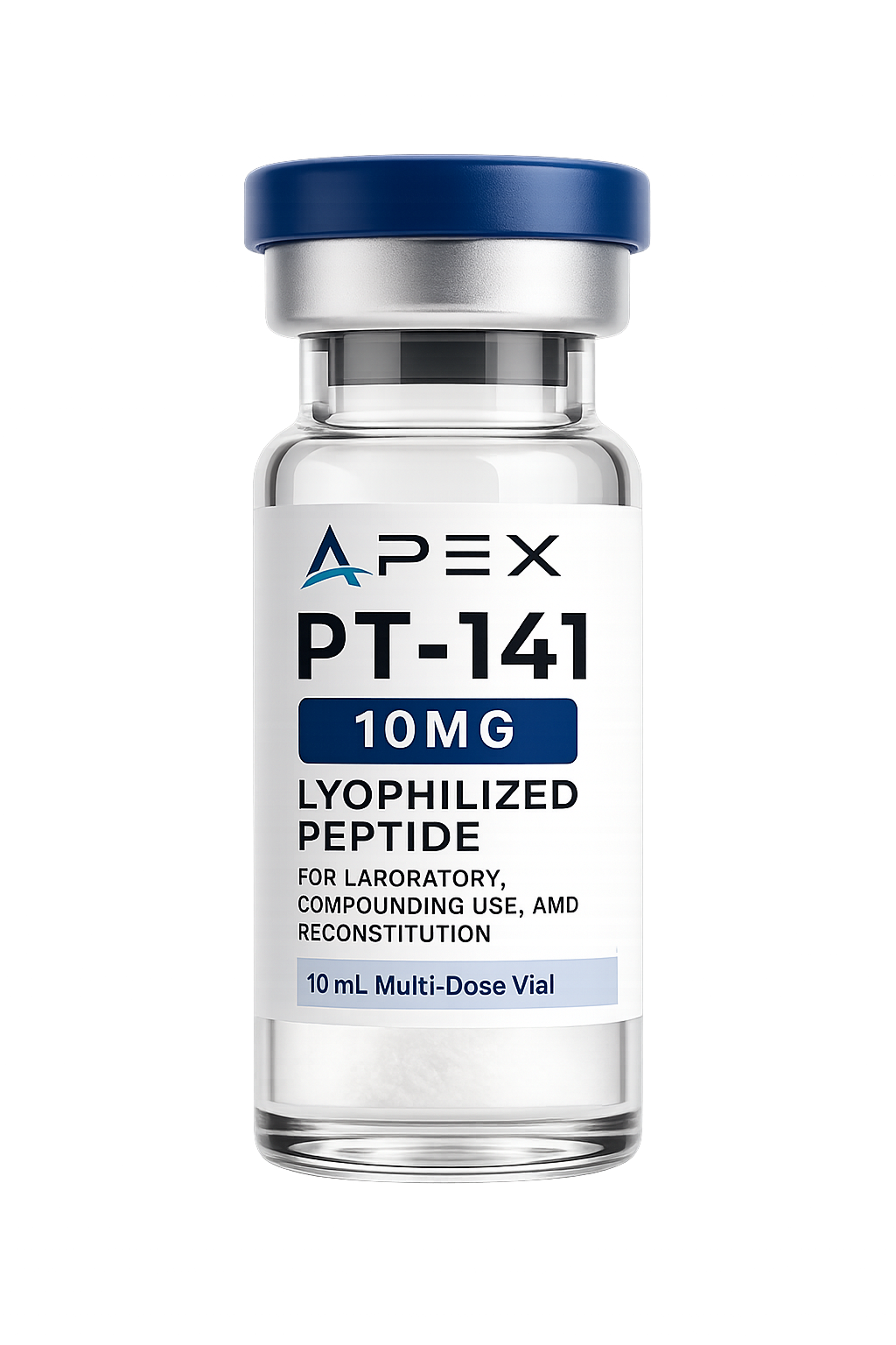 Product card transparent render for PT-141 lyophilized peptide